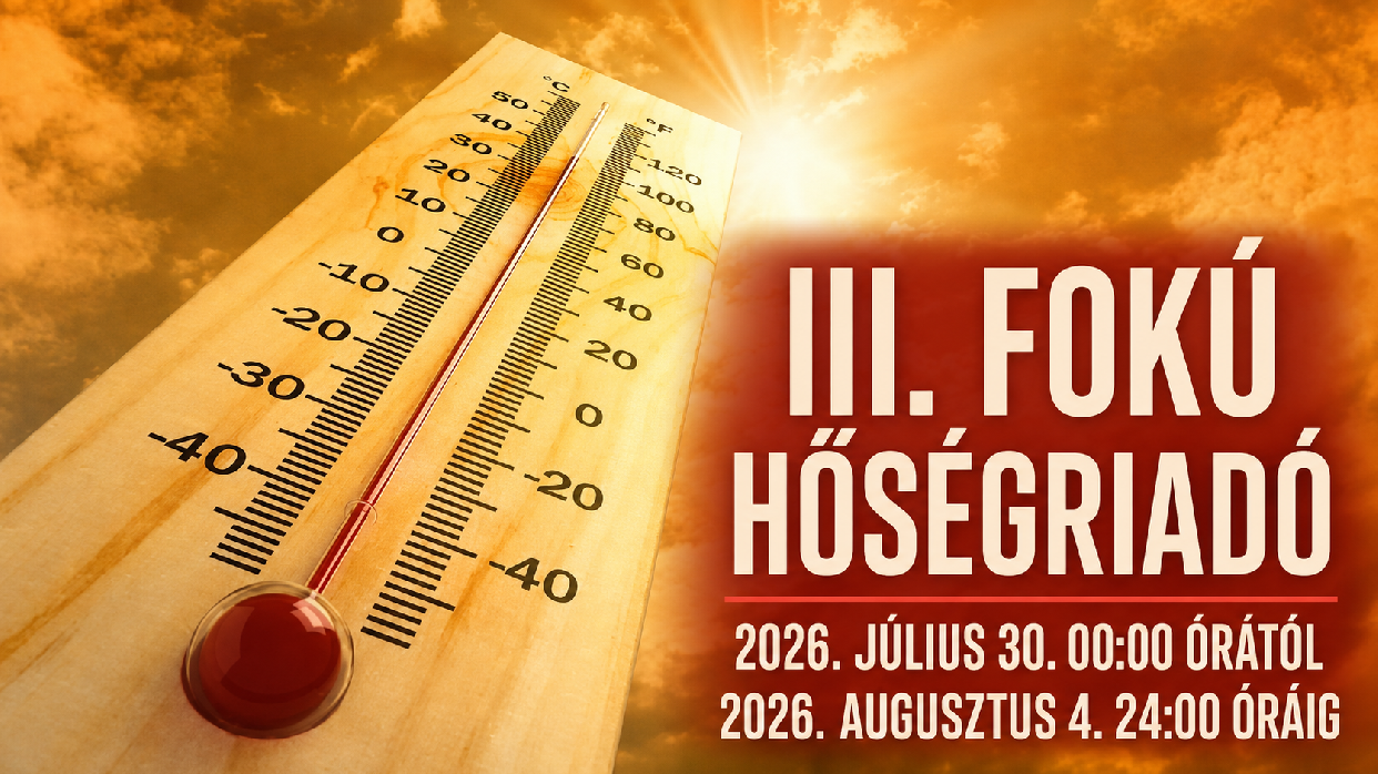 A legmagasabb, III. fokú hőságriasztás lép életbe július 30-tól