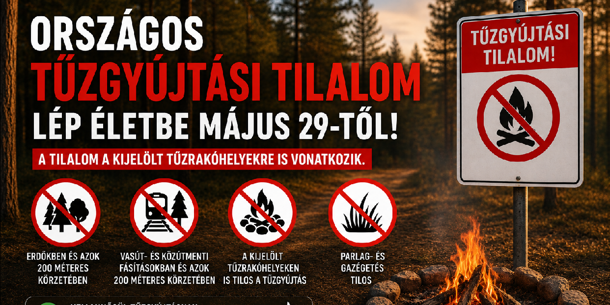 Országos tűzgyújtási tilalom lépett életbe május 29-től